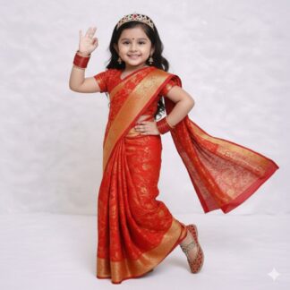 Elegant Banarasi Saree Designed for Little Girls